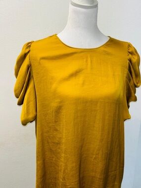 Naked Zebra Mustard Puff Sleeve Blouse